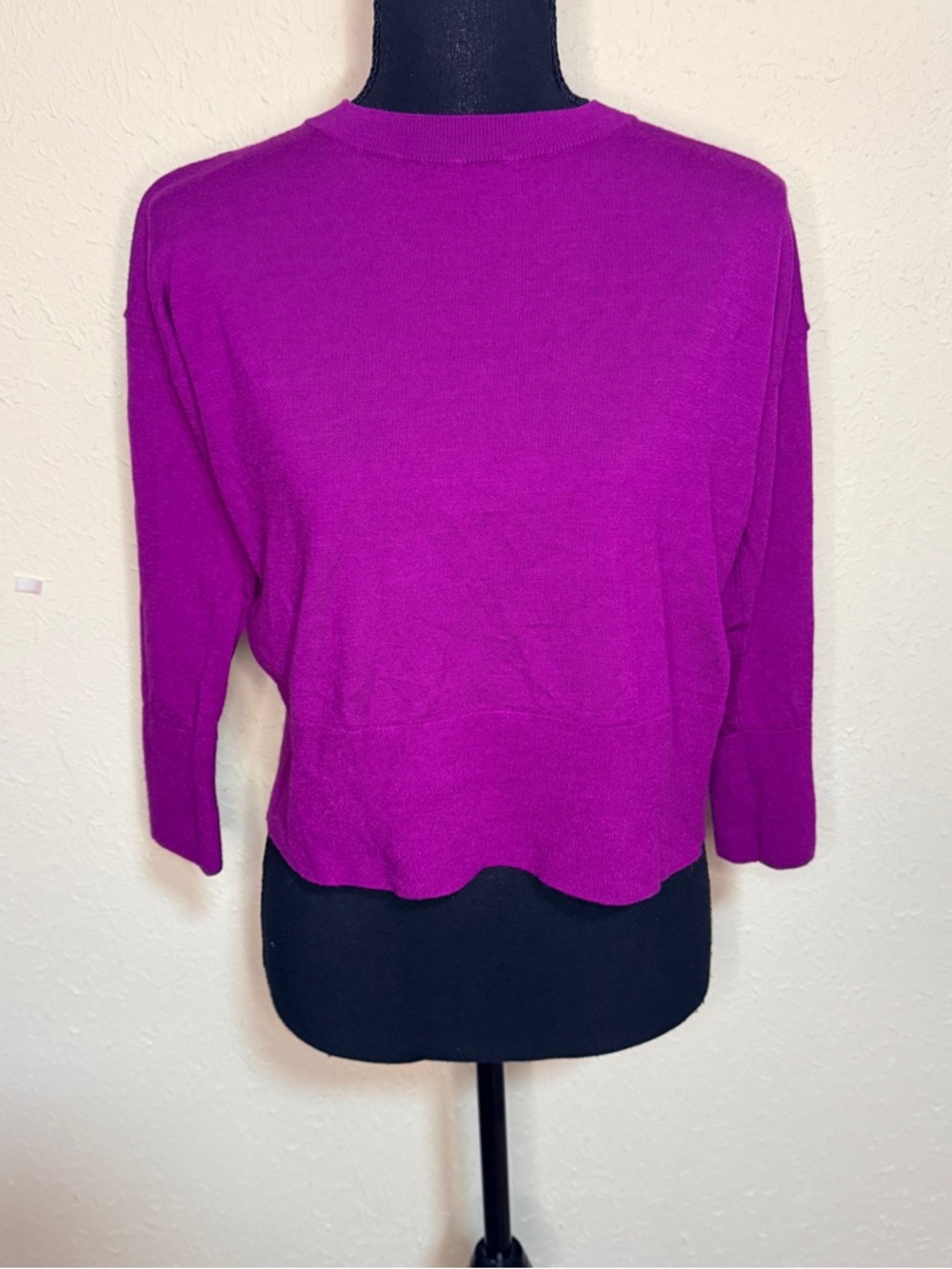 Eileen Fisher Italian Yarn Bright Fuchsia Crewneck Sweater Soft Quiet Luxury XS